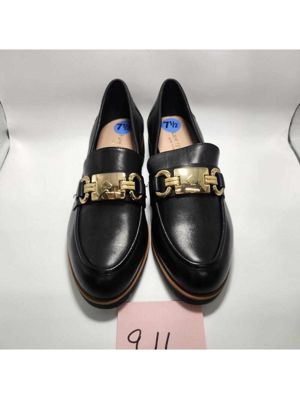 kate spade new york Women’s Black Leather Slip-On Loafer Flats Round Toe US 7.5M